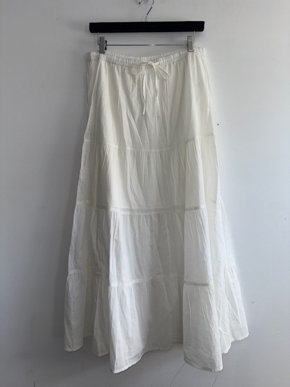 Abound White Tiered Maxi Skirt with Drawstring Waist Size Medium